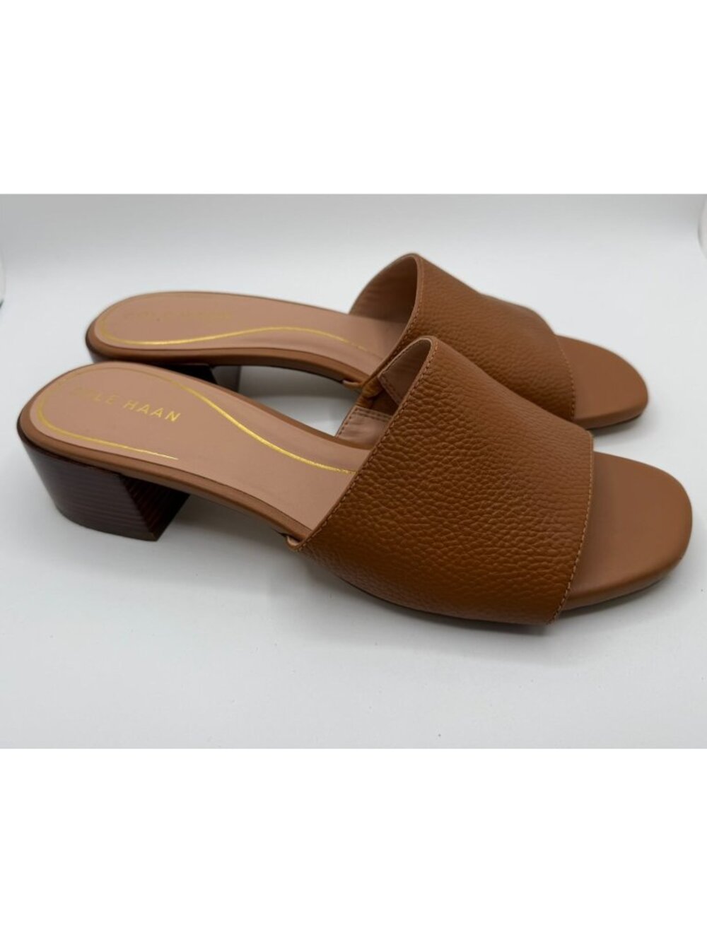 Cole Haan Calli Single Band Slide Sandal Women Size 11B Pecan Leather Shoes